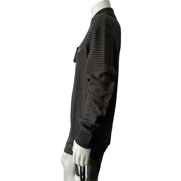 🔧Men's Sweater Big Tall Size 2XL Chaps Button Mock Sweater Charcoal - Picture 2 of 12